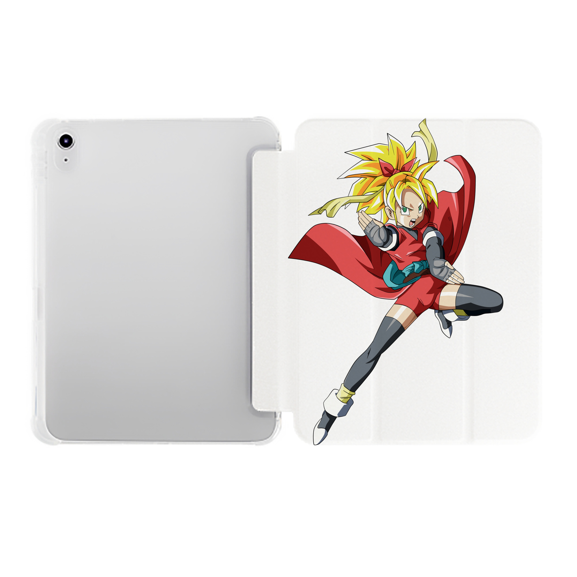（画像用） ドラゴンボール カリフラ DRAGON BALL Caulifla IPad ケース ペン収納付き 三つ折りスタンド PUレザー×シリコン 対応機種9.5/10.5/10.9インチ
